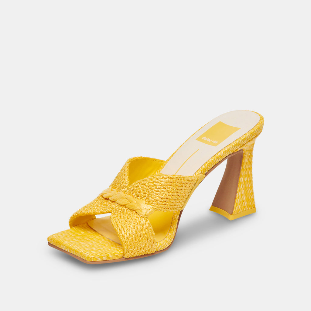 Lib Round Toe Block Heels Ankle Double Buckle Straps Platforms Dorsay Pumps  with Back Zipper - Yellow in Sexy Heels & Platforms - $74.79