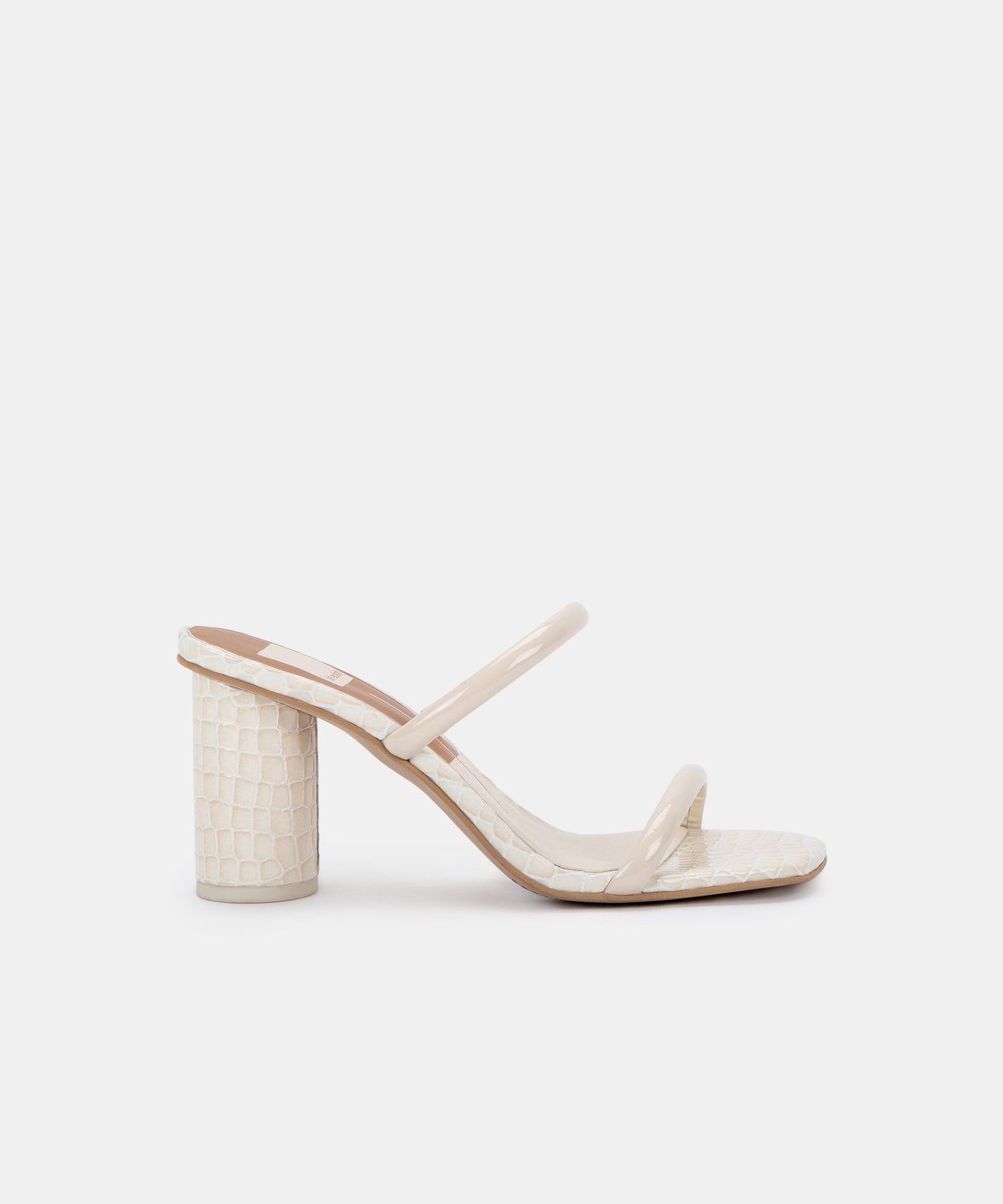 NOLES WIDE HEELS IN IVORY PATENT CROCO LEATHER -   Dolce Vita