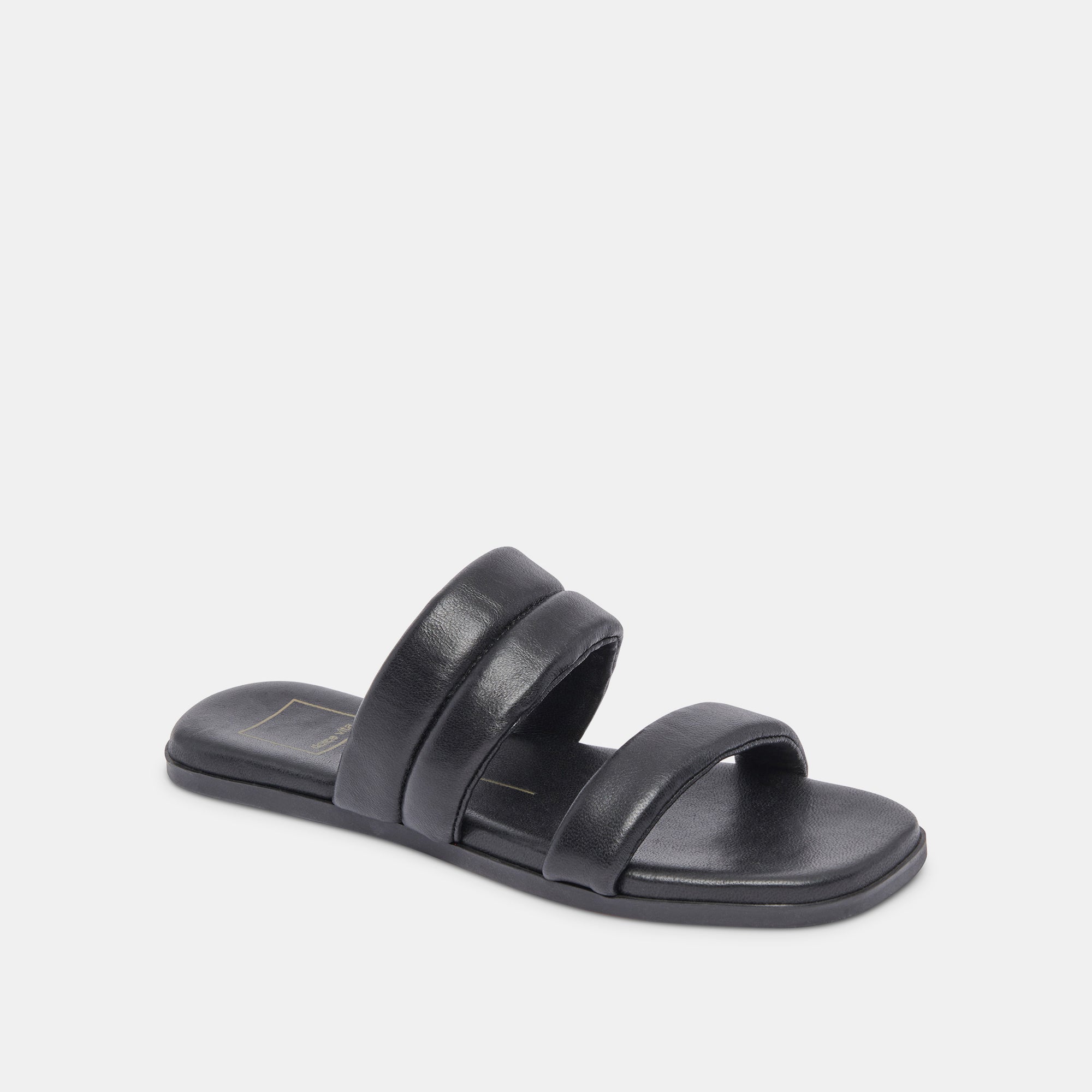 black leather flip flops