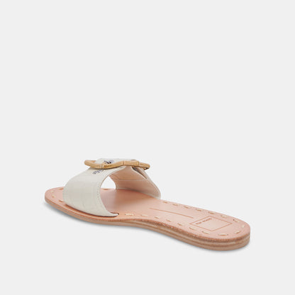 DASA SANDALS EGGSHELL EMBOSSED LEATHER