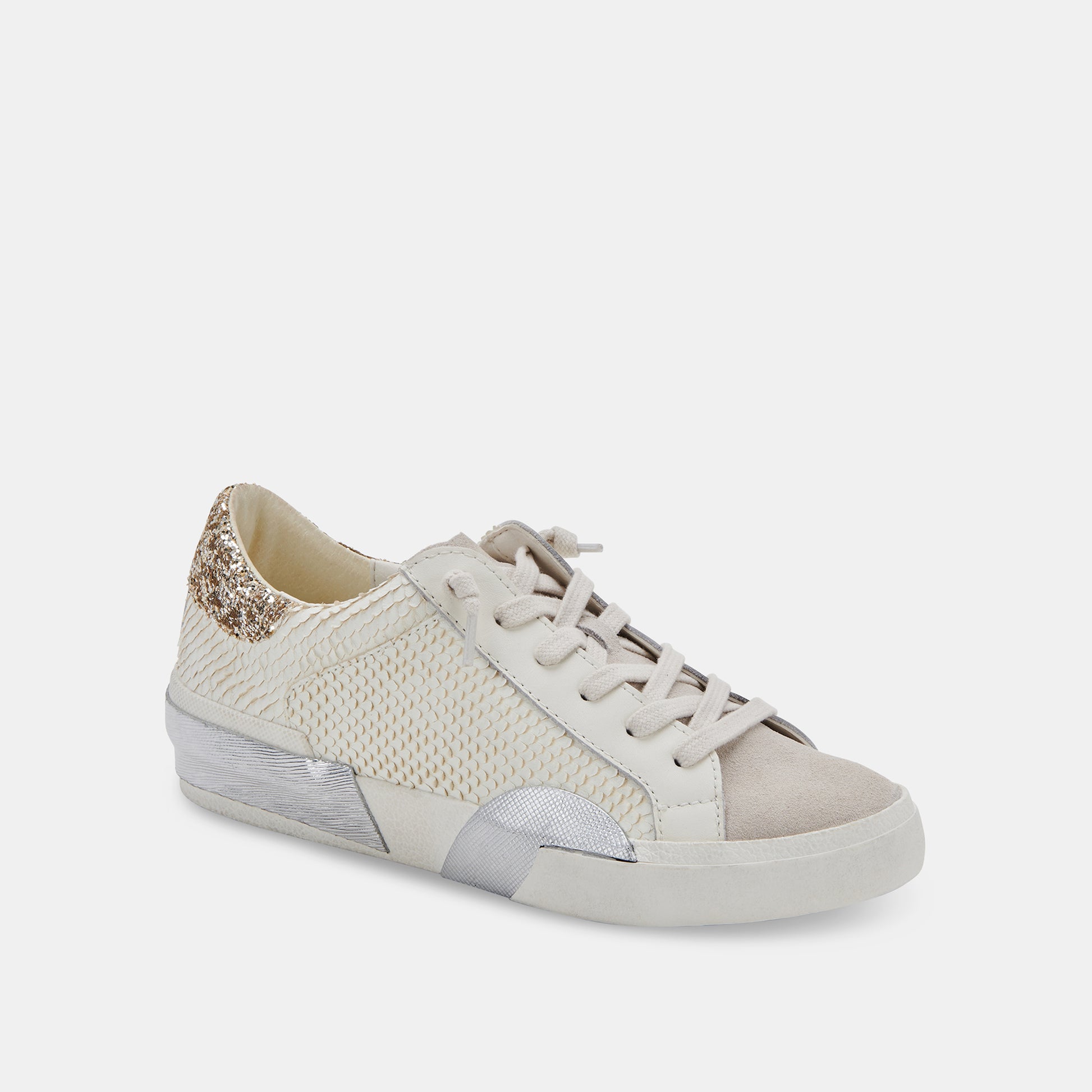 ZINA SNEAKERS IN OFF WHITE EMBOSSED LEATHER -   Dolce Vita