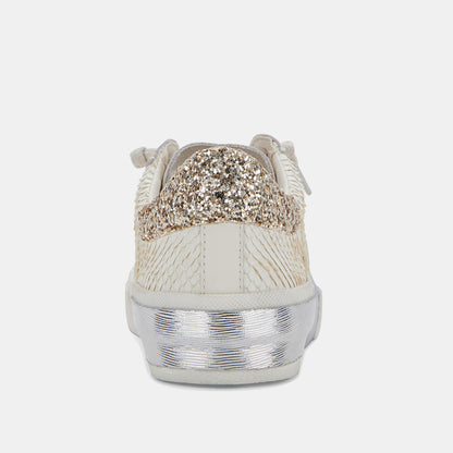 ZINA SNEAKERS IN OFF WHITE EMBOSSED LEATHER -   Dolce Vita