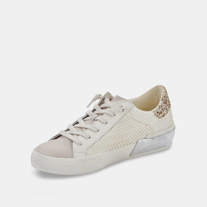 ZINA SNEAKERS IN OFF WHITE EMBOSSED LEATHER -   Dolce Vita