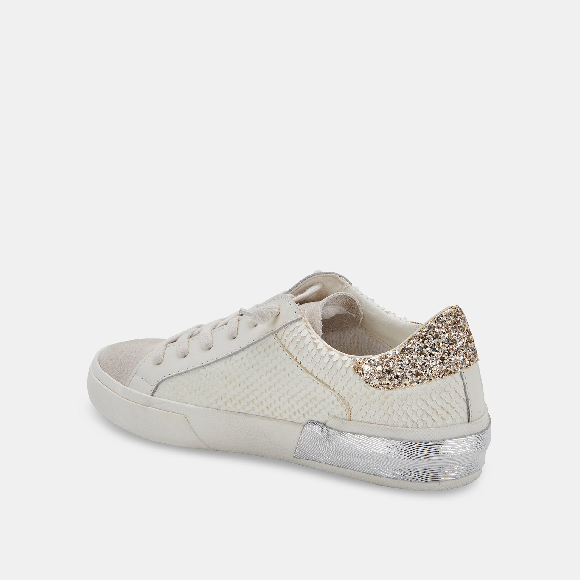 ZINA SNEAKERS IN OFF WHITE EMBOSSED LEATHER -   Dolce Vita