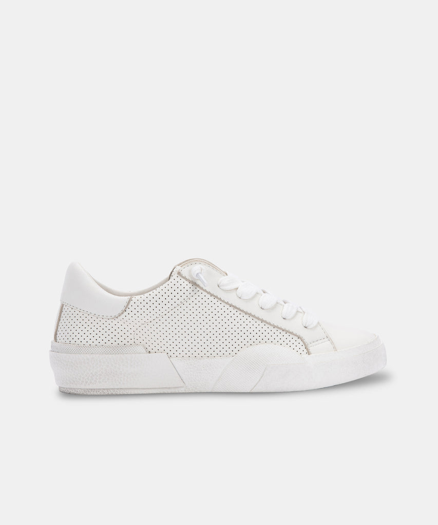 Zina Sneakers White Perforated Leather | White Leather Sneakers – Dolce ...