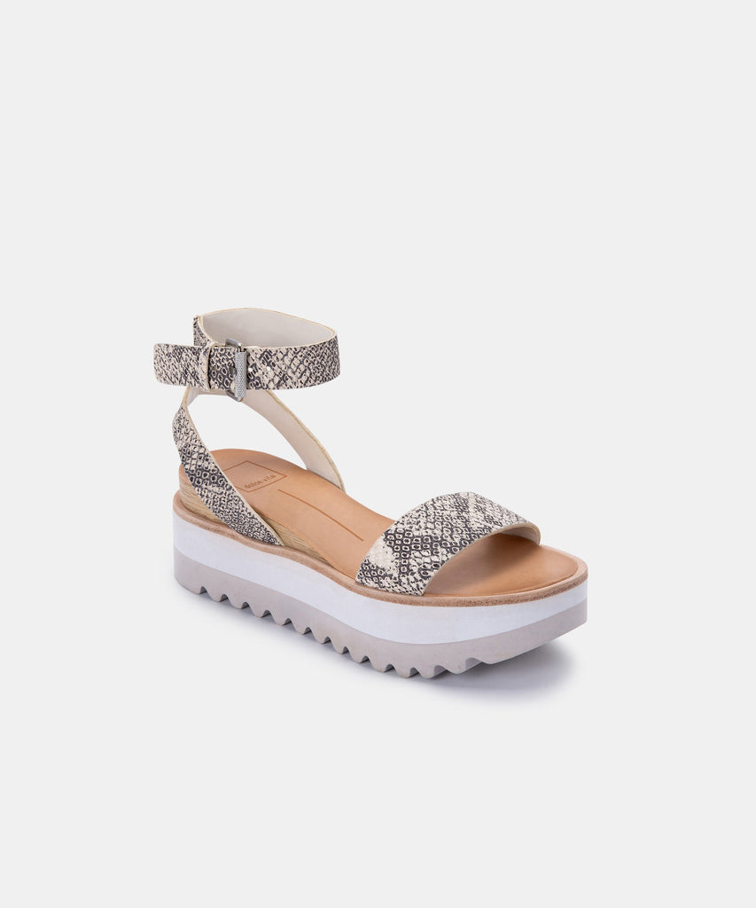 MILA SANDALS IN STONE SNAKE PRINT LEATHER -   Dolce Vita