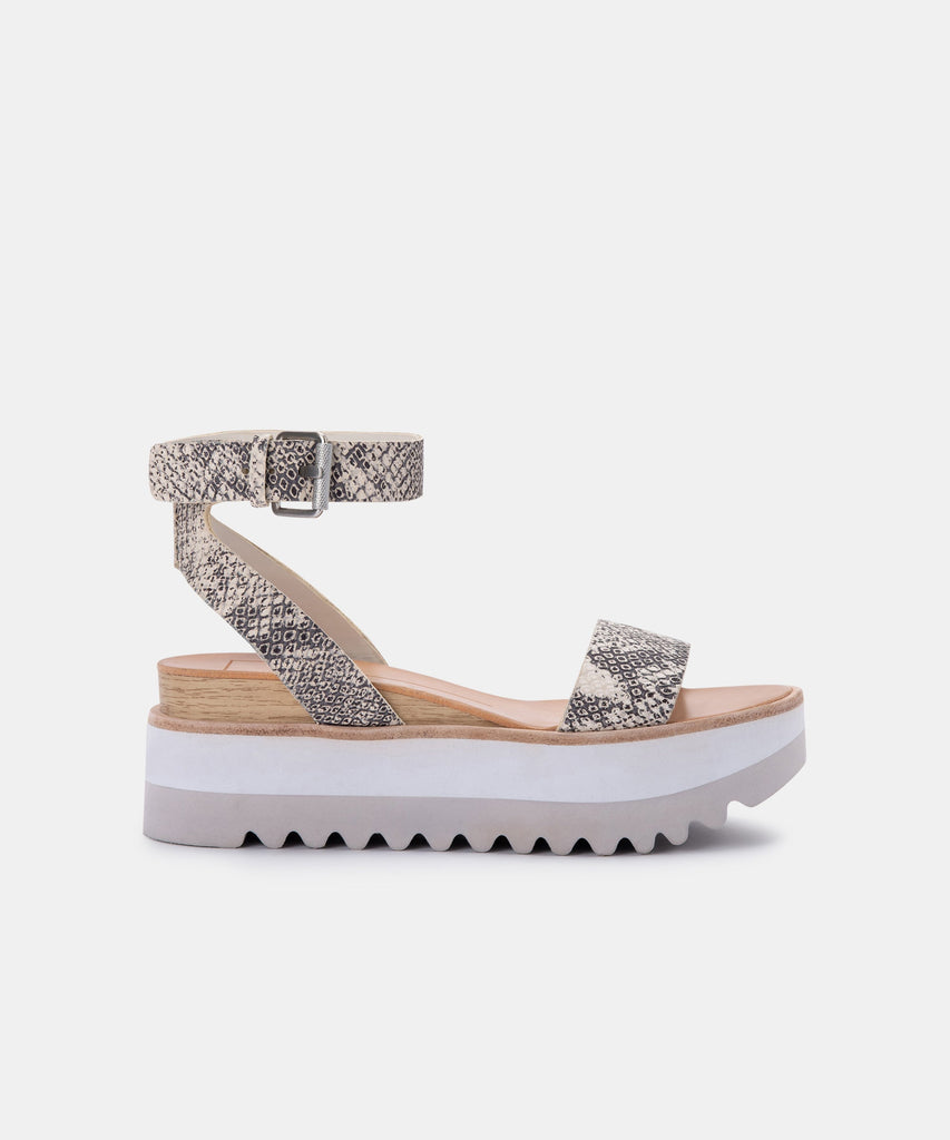 MILA SANDALS IN STONE SNAKE PRINT LEATHER -   Dolce Vita